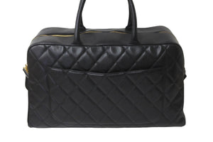 CHANEL シャネル デカココマーク ボストンバッグ 8番台 キャビアスキン ブラック ゴールド金具 美品 中古 59601