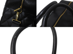 CHANEL シャネル デカココマーク ボストンバッグ 8番台 キャビアスキン ブラック ゴールド金具 美品 中古 59601
