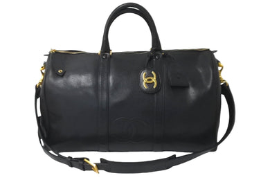 CHANEL シャネル 2WAY ボストンバッグ キャビアスキン ブラック 3番台 ゴールド金具 ココマーク 旅行バッグ 鞄 美品 中古 59604