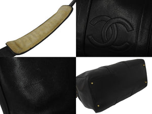 CHANEL シャネル 2WAY ボストンバッグ キャビアスキン ブラック 3番台 ゴールド金具 ココマーク 旅行バッグ 鞄 美品 中古 59604