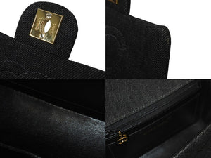極美品 CHANEL シャネル ミニマトラッセ チェーン ショルダー バッグ デニム ブラック A01115 ゴールド 金具 中古 59611