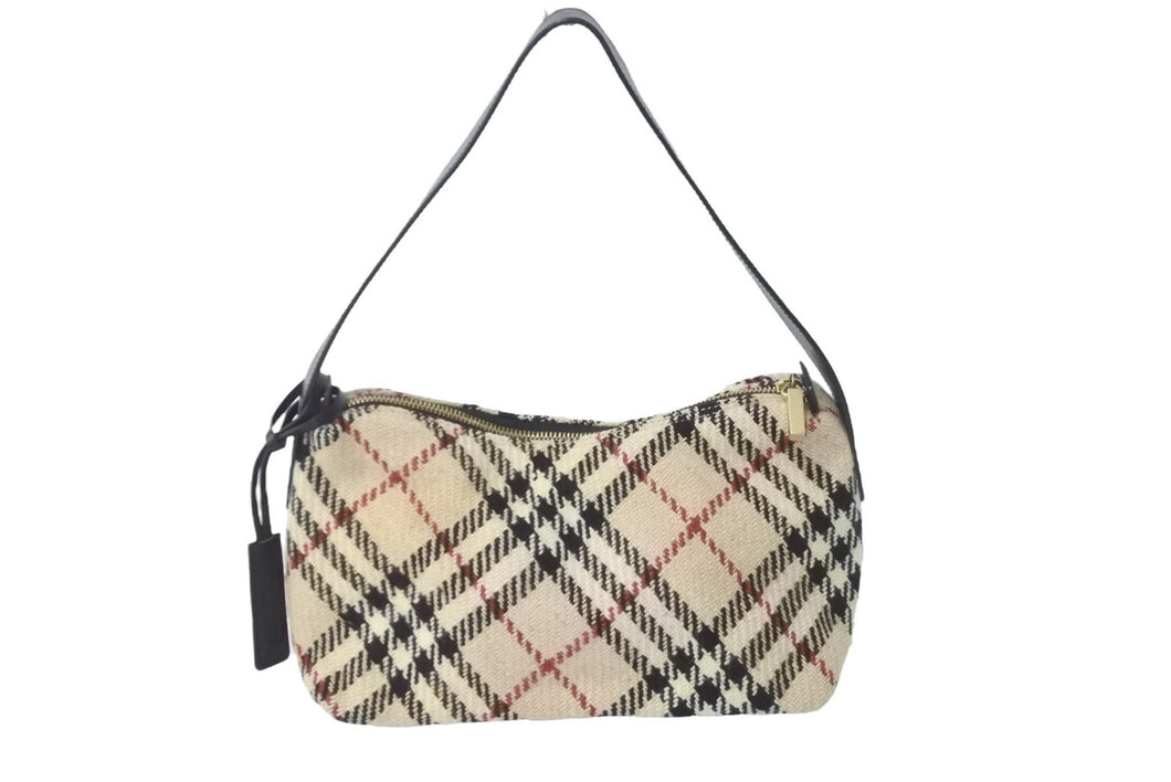 BURBERRY バーバリー ショルダーバッグ ワンショルダー ノバチェック ヴィンテージ ツイード レザー 美品 中古 59614 