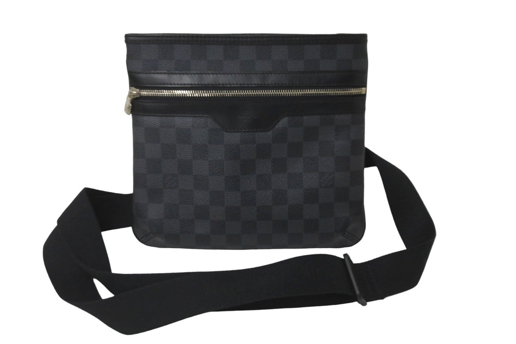 極美品 LOUIS VUITTON ルイヴィトン ショルダーバッグ ダミエ グラフィット トマス N58028 ブラック PVC 中古 59617