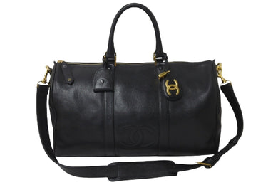CHANEL シャネル ボストンバッグ 旅行バッグ キャビアスキン 2番台 ゴールド金具 2WAY ココマーク 美品 中古 59622