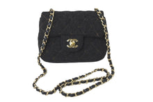 Load image into Gallery viewer, CHANEL シャネル ショルダーバッグ ミニマトラッセ 10番台 ウール シングルフラップ ブラック ゴールド金具 美品 中古 59632