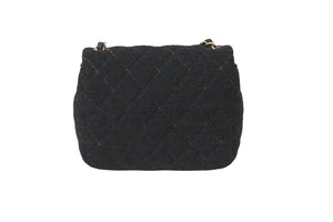 CHANEL シャネル ショルダーバッグ ミニマトラッセ 10番台 ウール シングルフラップ ブラック ゴールド金具 美品 中古 59632