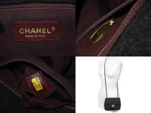 CHANEL シャネル ショルダーバッグ ミニマトラッセ 10番台 ウール シングルフラップ ブラック ゴールド金具 美品 中古 59632