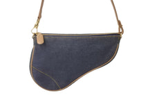 Load image into Gallery viewer, Christian Dior クリスチャンディオール デニム サドル ポーチ ネイビー ブラウン ワンショルダーバッグ 小物入れ 美品 中古 59637