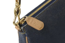Load image into Gallery viewer, Christian Dior クリスチャンディオール デニム サドル ポーチ ネイビー ブラウン ワンショルダーバッグ 小物入れ 美品 中古 59637