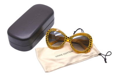 極美品 LOUIS VUITTON ルイ ヴィトン × 草間彌生 コラボ サングラス Z0478E ウェーブ オーバーサイズ 53□20 イエロー 中古 59640