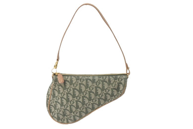 Christian Dior クリスチャンディオール ワンショルダー サドル ポーチ トロッター柄 ヴィンテージ カーキ 美品 中古 59641