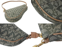 画像をギャラリービューアに読み込む, Christian Dior クリスチャンディオール ワンショルダー サドル ポーチ トロッター柄 ヴィンテージ カーキ 美品 中古 59641