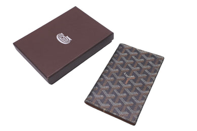 GOYARD ゴヤール パスポートケース ヘリンボーン柄 ブラック ブラウン PVCコーティング 良品 中古 59643