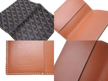 画像をギャラリービューアに読み込む, GOYARD ゴヤール パスポートケース ヘリンボーン柄 ブラック ブラウン PVCコーティング 良品 中古 59643