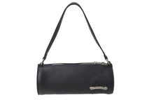 Load image into Gallery viewer, 新品未使用 CHROME HEARTS クロムハーツ 筒型バッグ スクロールラベル ミニセメタリークロスパッチ スクロールラベルリング ブラック レザー シルバー925 中古 59645
