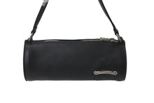 Load image into Gallery viewer, 新品未使用 CHROME HEARTS クロムハーツ 筒型バッグ スクロールラベル ミニセメタリークロスパッチ スクロールラベルリング ブラック レザー シルバー925 中古 59645