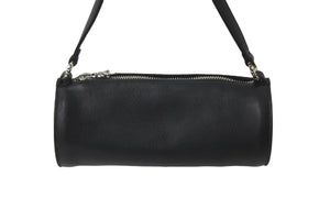 新品未使用 CHROME HEARTS クロムハーツ 筒型バッグ スクロールラベル ミニセメタリークロスパッチ スクロールラベルリング ブラック レザー シルバー925 中古 59645