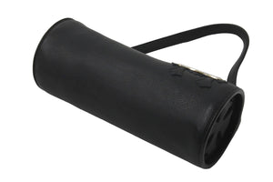 新品未使用 CHROME HEARTS クロムハーツ 筒型バッグ スクロールラベル ミニセメタリークロスパッチ スクロールラベルリング ブラック レザー シルバー925 中古 59645