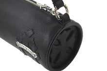 Load image into Gallery viewer, 新品未使用 CHROME HEARTS クロムハーツ 筒型バッグ スクロールラベル ミニセメタリークロスパッチ スクロールラベルリング ブラック レザー シルバー925 中古 59645
