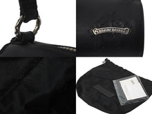 Load image into Gallery viewer, 新品未使用 CHROME HEARTS クロムハーツ 筒型バッグ スクロールラベル ミニセメタリークロスパッチ スクロールラベルリング ブラック レザー シルバー925 中古 59645