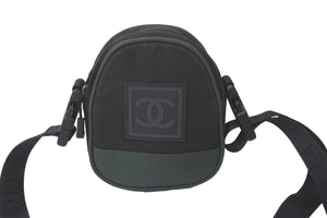 CHANEL シャネル スポーツライン ショルダーバッグ ポーチ キャンバス メッシュ ブラック カーキ 8511921 美品 中古 59647