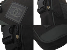 Load image into Gallery viewer, CHANEL シャネル スポーツライン ショルダーバッグ ポーチ キャンバス メッシュ ブラック カーキ 8511921 美品 中古 59647
