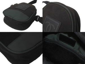 CHANEL シャネル スポーツライン ショルダーバッグ ポーチ キャンバス メッシュ ブラック カーキ 8511921 美品 中古 59647