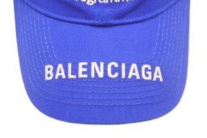 新品未使用 BALENCIAGA バレンシアガ WFP キャップ ローキャップ ブルー コットン 刺繍 サイズ L 22092 中古 59649
