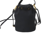 Load image into Gallery viewer, PRADA プラダ 2WAYハンドバッグ 巾着 ショルダーストラップ付き 1BH038 キャンバス レザー ブラック 美品 中古 59656