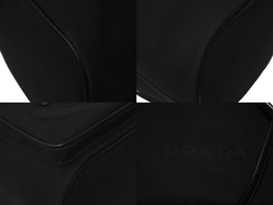 PRADA プラダ 2WAYハンドバッグ 巾着 ショルダーストラップ付き 1BH038 キャンバス レザー ブラック 美品 中古 59656