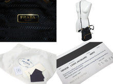 Load image into Gallery viewer, PRADA プラダ 2WAYハンドバッグ 巾着 ショルダーストラップ付き 1BH038 キャンバス レザー ブラック 美品 中古 59656