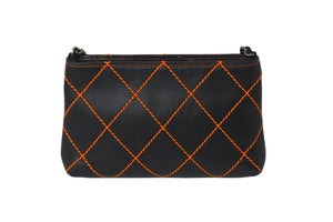 CHANEL シャネル ハンドバッグ ワイルドステッチ チェーン ココマーク 9番台 ブラック 蛍光 オレンジ シルバー金具 美品 中古 59668