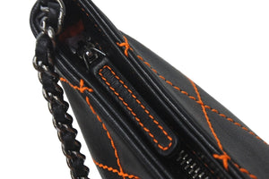 CHANEL シャネル ハンドバッグ ワイルドステッチ チェーン ココマーク 9番台 ブラック 蛍光 オレンジ シルバー金具 美品 中古 59668