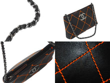 Load image into Gallery viewer, CHANEL シャネル ハンドバッグ ワイルドステッチ チェーン ココマーク 9番台 ブラック 蛍光 オレンジ シルバー金具 美品 中古 59668