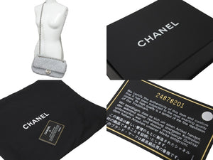 CHANEL シャネル ショルダーバッグ プールトゥグリッター Wチェーンマトラッセ 2017/18年AW シルバー 美品 中古 59675