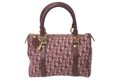 Christian Dior クリスチャンディオール ハンドバッグ トロッター 02-B0-0995 キャンバス レザー ボルドー 美品 中古 59678