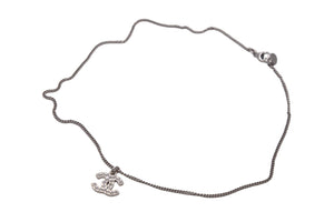 CHANEL シャネル ネックレス 10V ココマーク シルバー メタル ラインストーン チェーン 美品 中古 59681