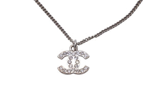 CHANEL シャネル ネックレス 10V ココマーク シルバー メタル ラインストーン チェーン 美品 中古 59681