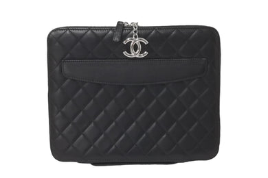 CHANEL シャネル タブレットケース ココマーク マトラッセ 14番台 2010年 ラムスキン ブラック シルバー金具 美品 中古 59689