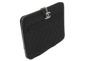 CHANEL シャネル タブレットケース ココマーク マトラッセ 14番台 2010年 ラムスキン ブラック シルバー金具 美品 中古 59689