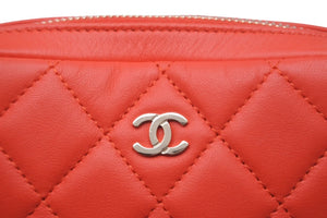 CHANEL シャネル ポーチ コスメポーチ トラベルポーチ マトラッセ ココマーク ラムスキン レッド 23005785 美品 中古 59691
