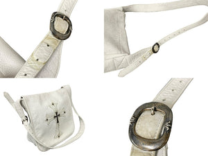 CHROME HEARTS クロムハーツ ショルダーバッグ メールバッグ ラージCHクロス クロスボール レザー ホワイト 良品 中古 59715