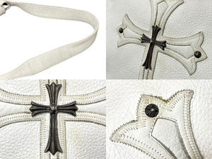 CHROME HEARTS クロムハーツ ショルダーバッグ メールバッグ ラージCHクロス クロスボール レザー ホワイト 良品 中古 59715