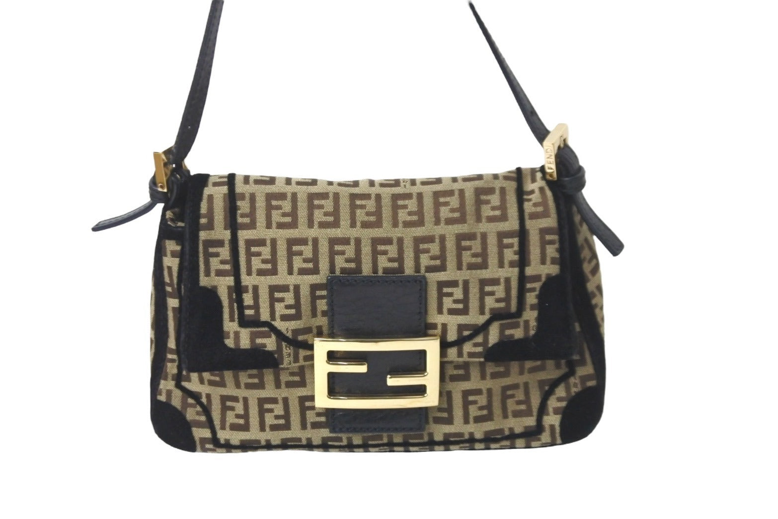 【FENDI】ハンドバッグ　ズッカ柄　FF金具　キャンバス　ブラウン FENDI】ハンドバッグ ズッカ柄 FF金具 キャンバス ブラウン