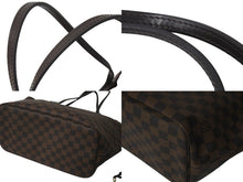 Load image into Gallery viewer, LOUIS VUITTON ルイヴィトン トートバッグ ネヴァーフル MM ダミエキャンバス ブラウン ポーチ付き N41358 美品 中古 59720