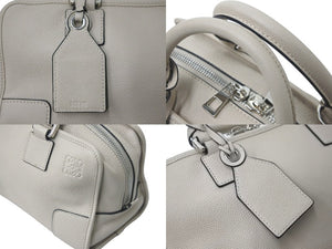 極美品 LOEWE ロエベ アマソナ28 ハンドバッグ 352.30.N03 カーフスキン ベージュ シルバー金具 中古 59724