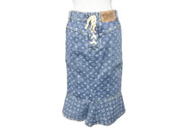 画像をギャラリービューアに読み込む, LOUIS VUITTON ルイヴィトン デニム マーメイド スカート モノグラム柄 ブルー コットン サイズ36 RW072W WLSK02CF7 美品 中古 59725