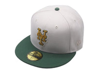 Load image into Gallery viewer, 新品未使用 NEW ERA New york Mets ニューエラ ニューヨークメッツ キャップ ベージュ グリーン グレーブリム 7 1/2 中古 59750