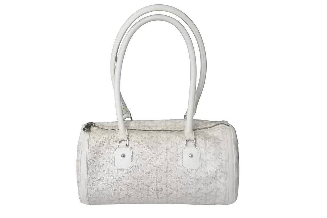 GOYARD ゴヤール ハンドバッグ 廃盤 キオスPM ヘリンボーン柄 ホワイト シルバー金具 良品 中古 59776