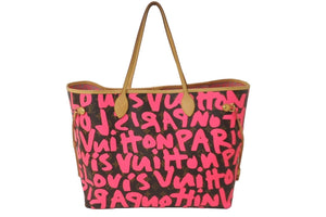 LOUIS VUITTON ルイヴィトン トートバッグ ネヴァーフルGM モノグラムグラフィティ フューシャ M93701 美品 中古 59778